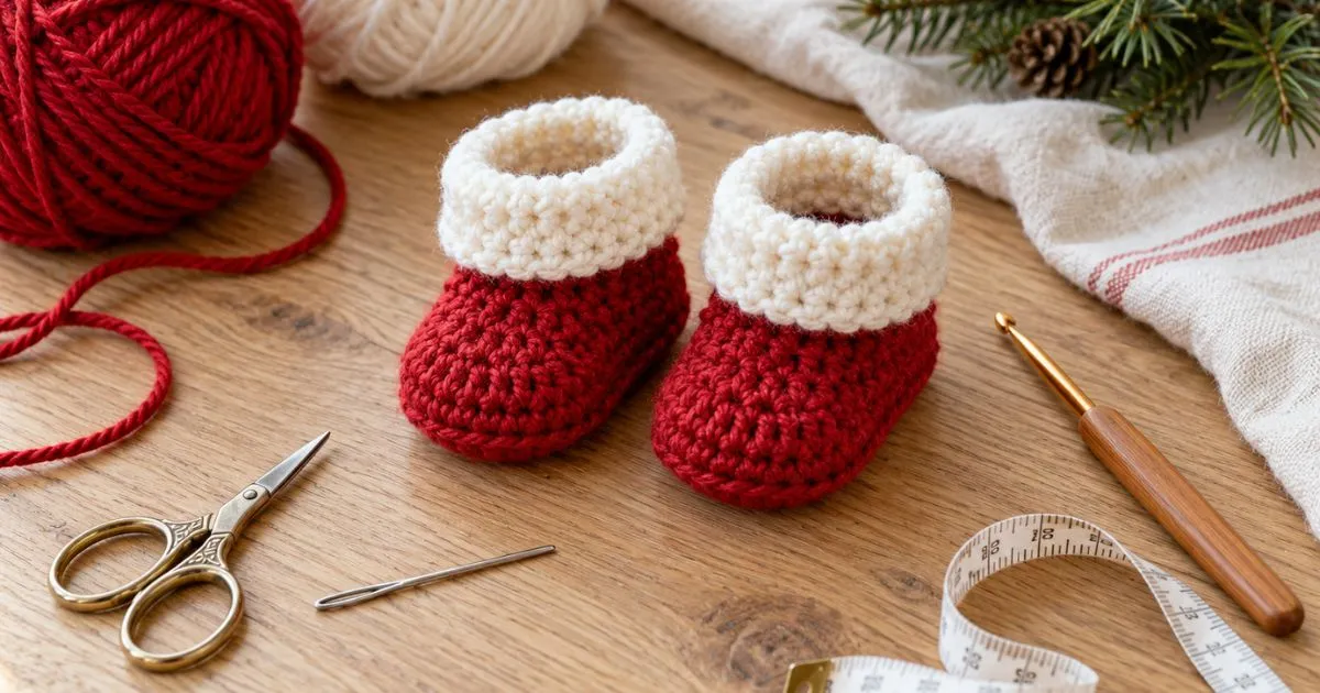 Babyschuhe häkeln zu Weihnachten